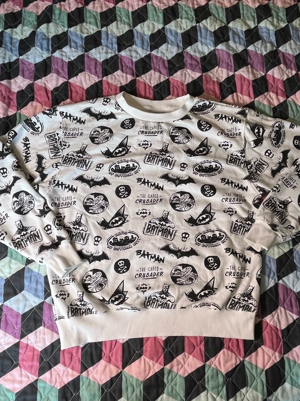 Batman Graphic Crewneck Sweatshirt - White/Black-Medium